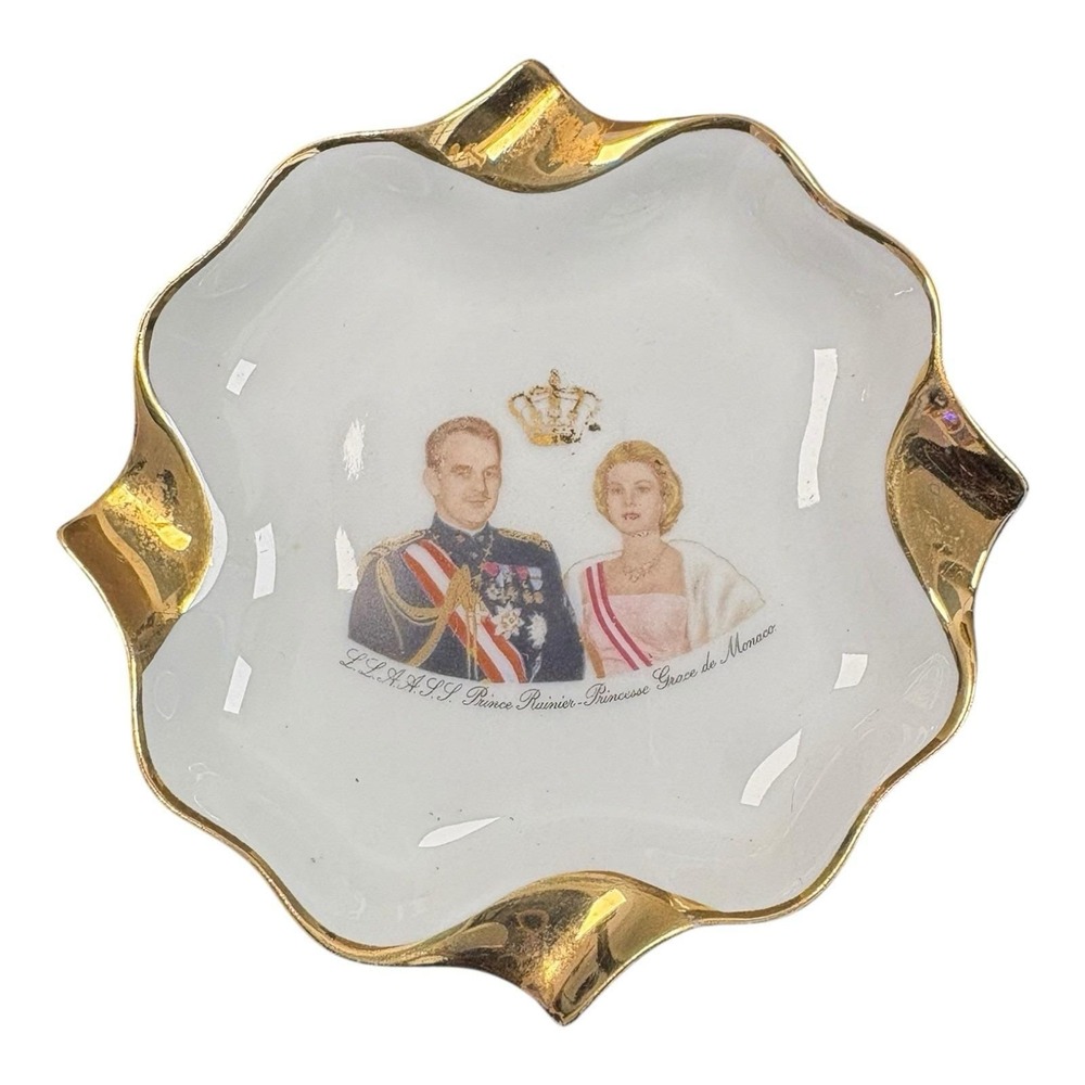 Vintage Limoges France Monte Carlo Prince Rainier & Princess Grace Ashtray